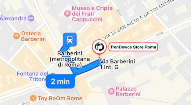 Mappa TrenDevice Store Roma Barberini