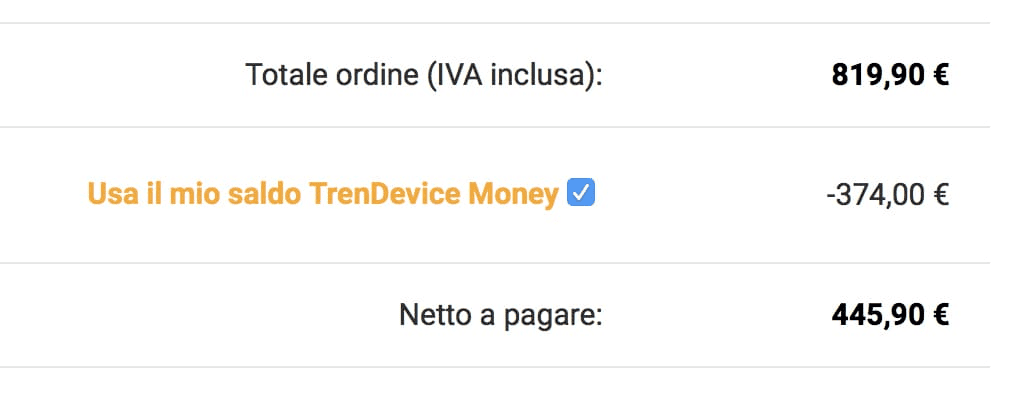 trendevice money esempio valutazioni